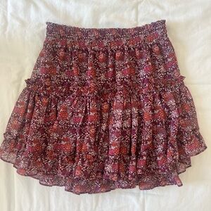 MISA LA Floral Print Women's Skirt - Pink, Burgundy, and Cream